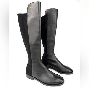 STUART WEITZMAN Keelan Black Leather Knee High SW Logo City Boots Size US 5